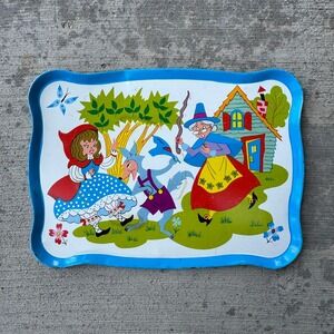 Vintage Little Red‎ Riding Hood Metal Tray Retro Kids Decor